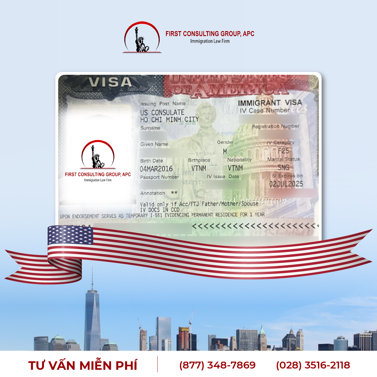 Chúc mừng chị T.T.K.N đã chính thức nhận được visa bảo lãnh con F2B